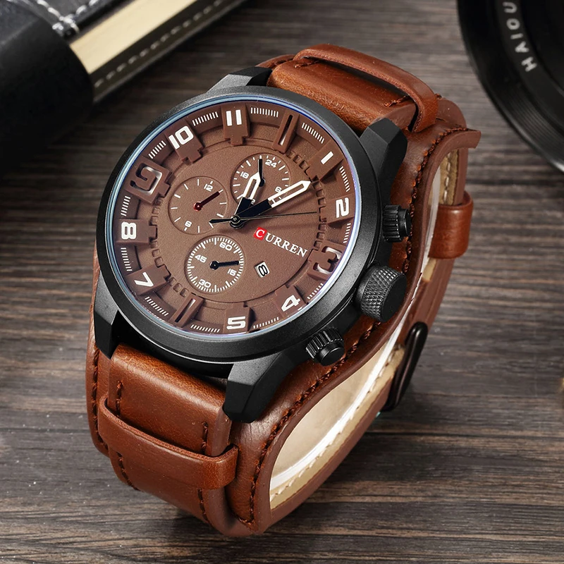 Top Trends: CURREN Leather Men's Watch Top Brand Quartz Wristwatches Clock For Men Military Sports Watches Elegant Male Gifts Relógio Pulso Shoppable Styles