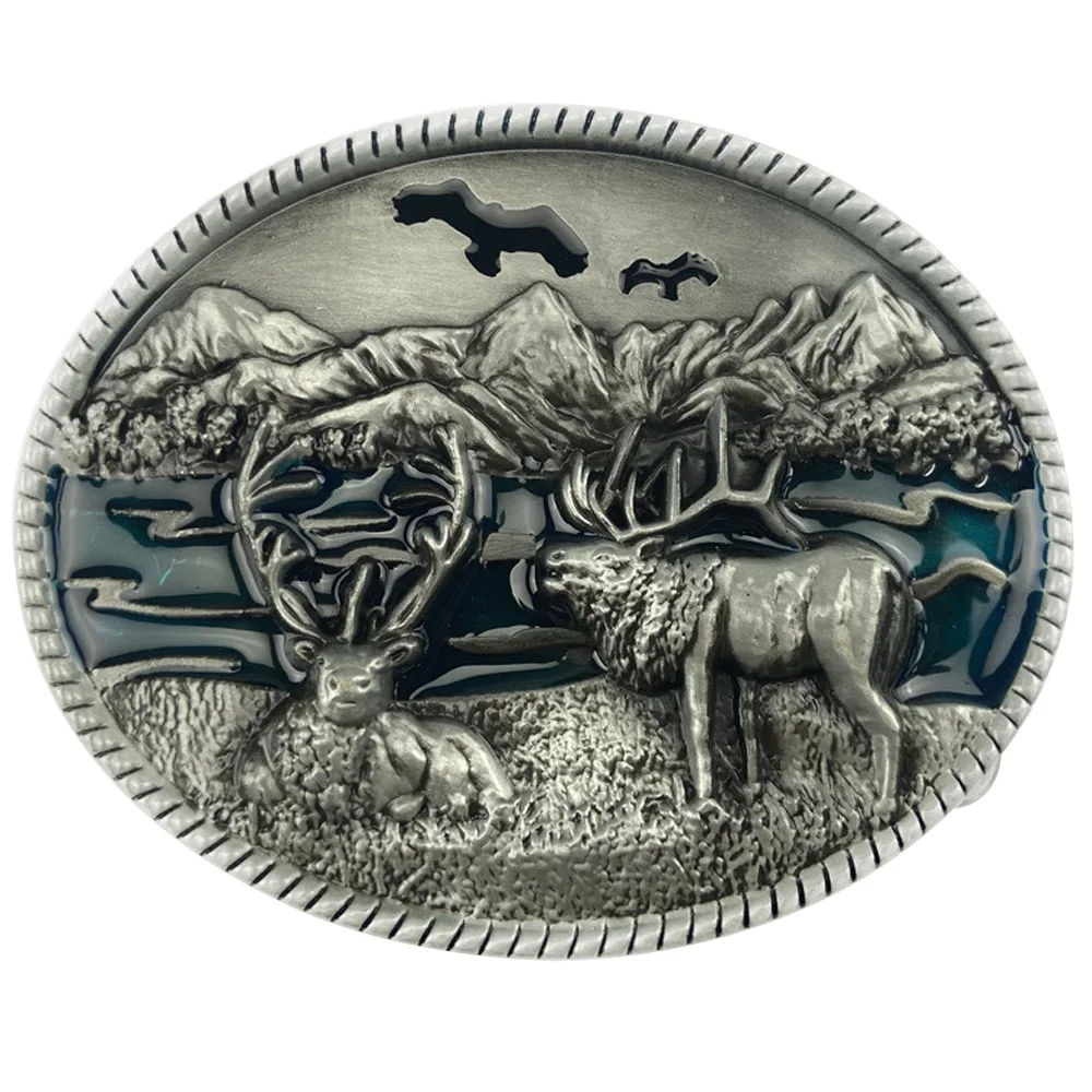 Top Trends: Conserve Wildlife Animal Deers Belt Buckles For Men Oval Fashion Western Cowbos Cowgirls Hebilla Cinturon Hombre Dropshipping Shoppable Styles