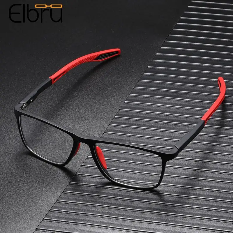 Top Trends: Elbru Anti Blue Light Computer Myopia Glasses Women Men Ultralight TR90 Sports Non-slip Nearsighted Eyeglasses Diopters 0-50-400 Shoppable Styles