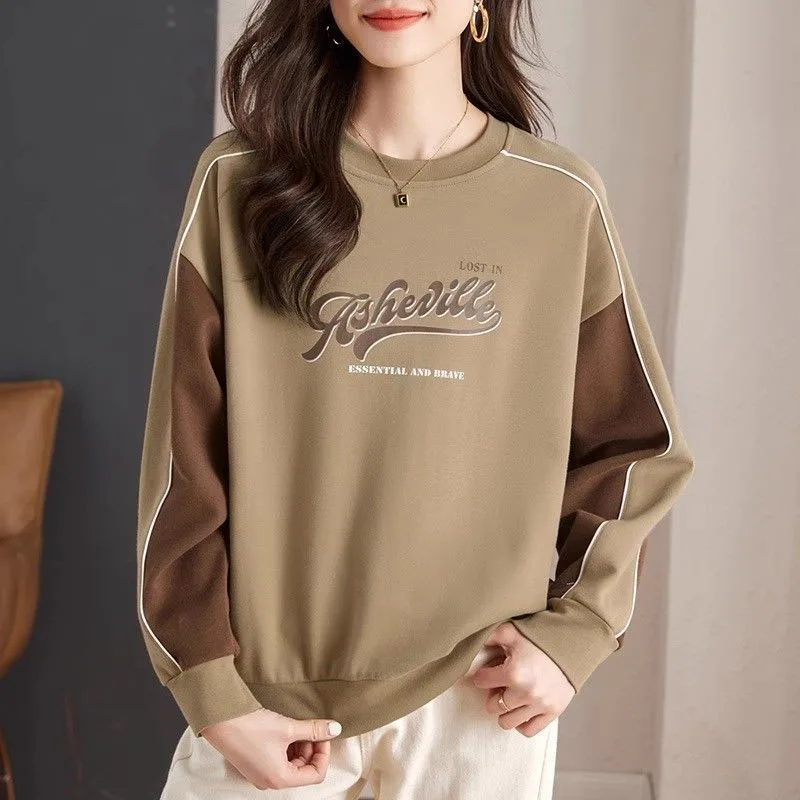 Top Trends: New Autumn / winter Korean Version Lazy Style Patchwork Color Contrast Round Neck Plush Loose And Slim Women&#039;s Casual Sweater Shoppable Styles