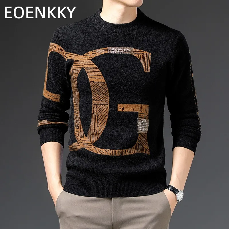 Top Trends: Designer Brand New Men's Knit Pullover Trend O-Neck Embroid Sweater Men Autumn Winter Luxury Quality Casual Men's Knitwear Korea Shoppable Styles - Image 3