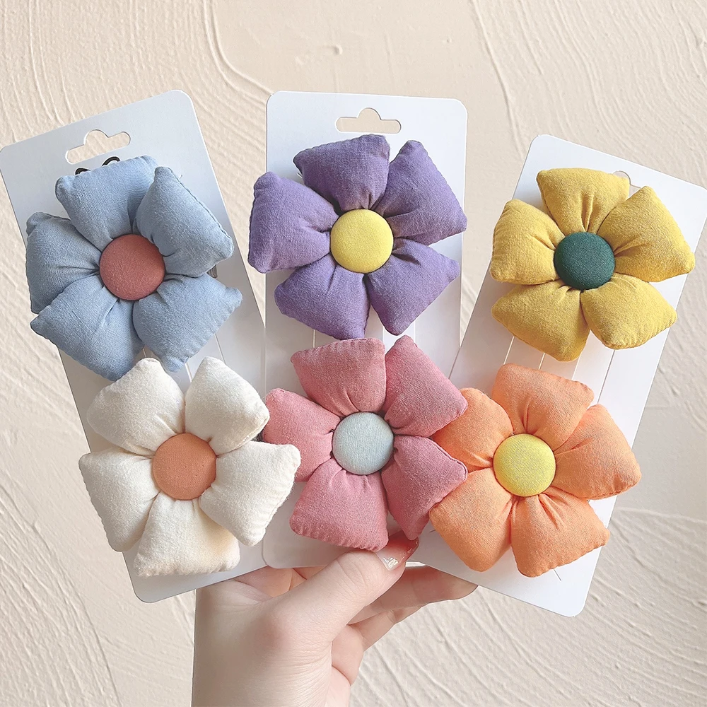 Top Trends: 2Pcs / Set New Sweet Flower Bowknot Hair Clips For Cute Girls Cartoon Bows Hairpins Barrettes Kids Headwear Hair Accessories Gift Shoppable Styles