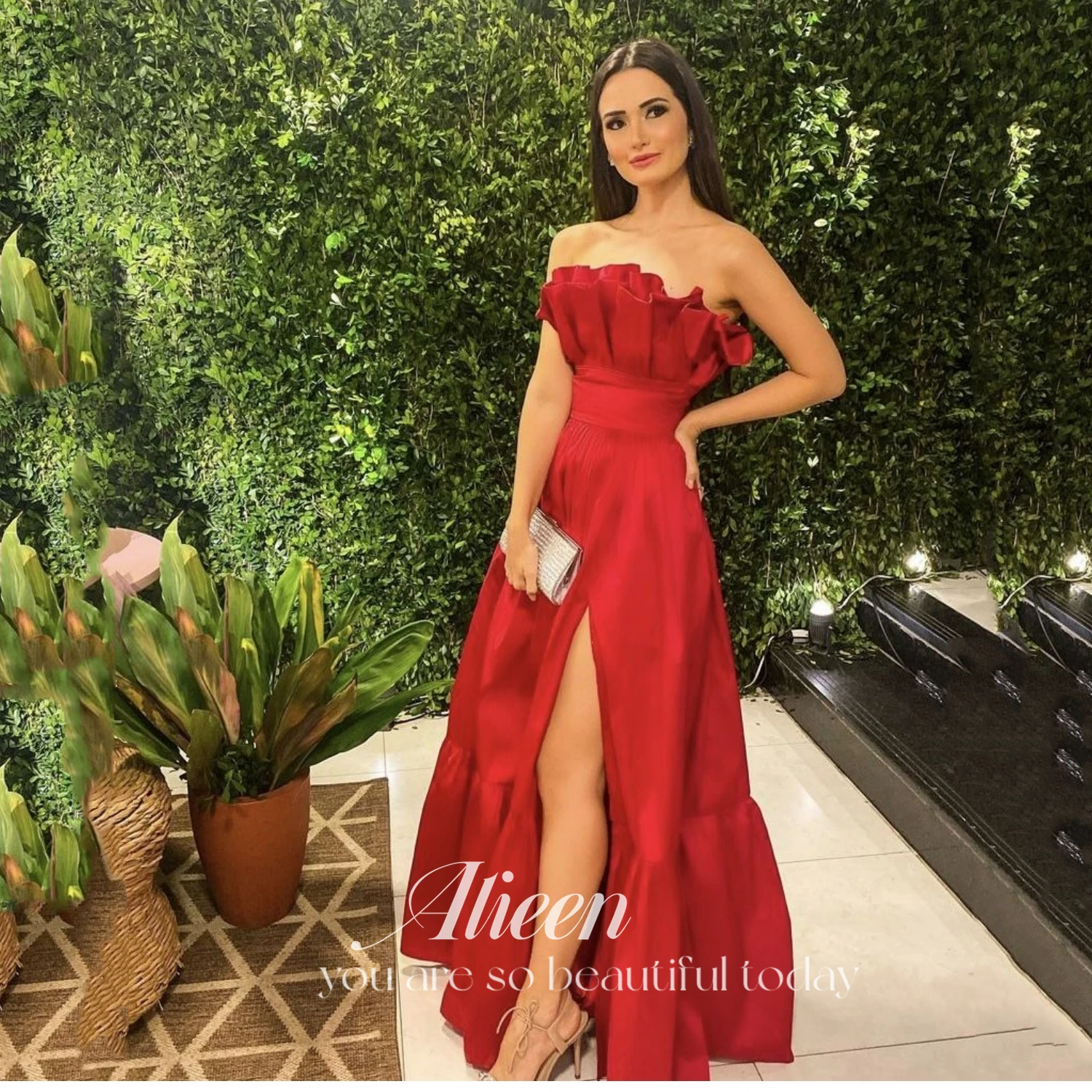 Top Trends: Aileen Satin Prom Dresses 2023 New In Dresses For Special Events Strapless Women&#039;s Evening Dress 2023 Red Line A Elegant Gown Shoppable Styles