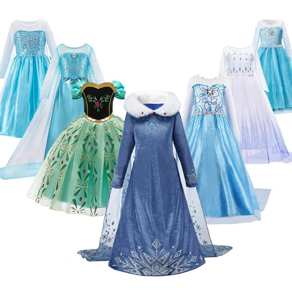 Top Trends: Princess Dress For Girl Anna Elsa Costume Snow Queen Rapunzel Belle Cinderella Jasmine Fancy Disguise Children Halloween Clothes Shoppable Styles