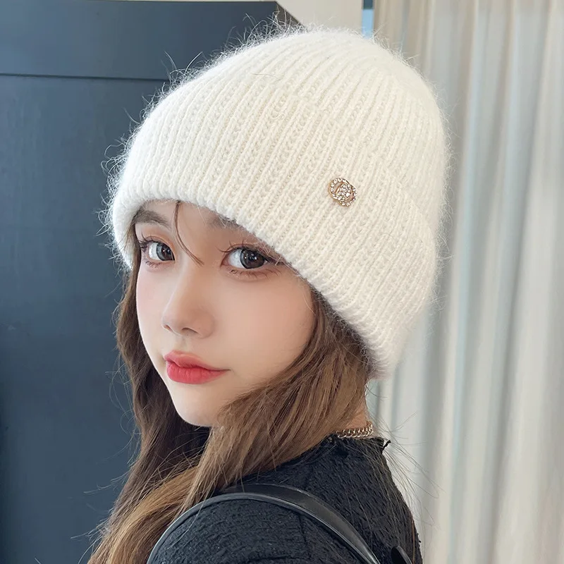 Top Trends: 2023 New Rabbit Fur Solid Color Letter Woman Winter For Fluffy Autumn Beanies Best Matched Warm Soft Bonnet Gift Hat Wholesale Shoppable Styles