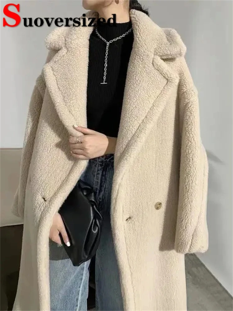 Top Trends: Thicken High Quality Long Faux Fur Jackets Warm Korean Lambwool Coats Oversized Winter Furry Chaquetas Women Luxury Overcoat Shoppable Styles