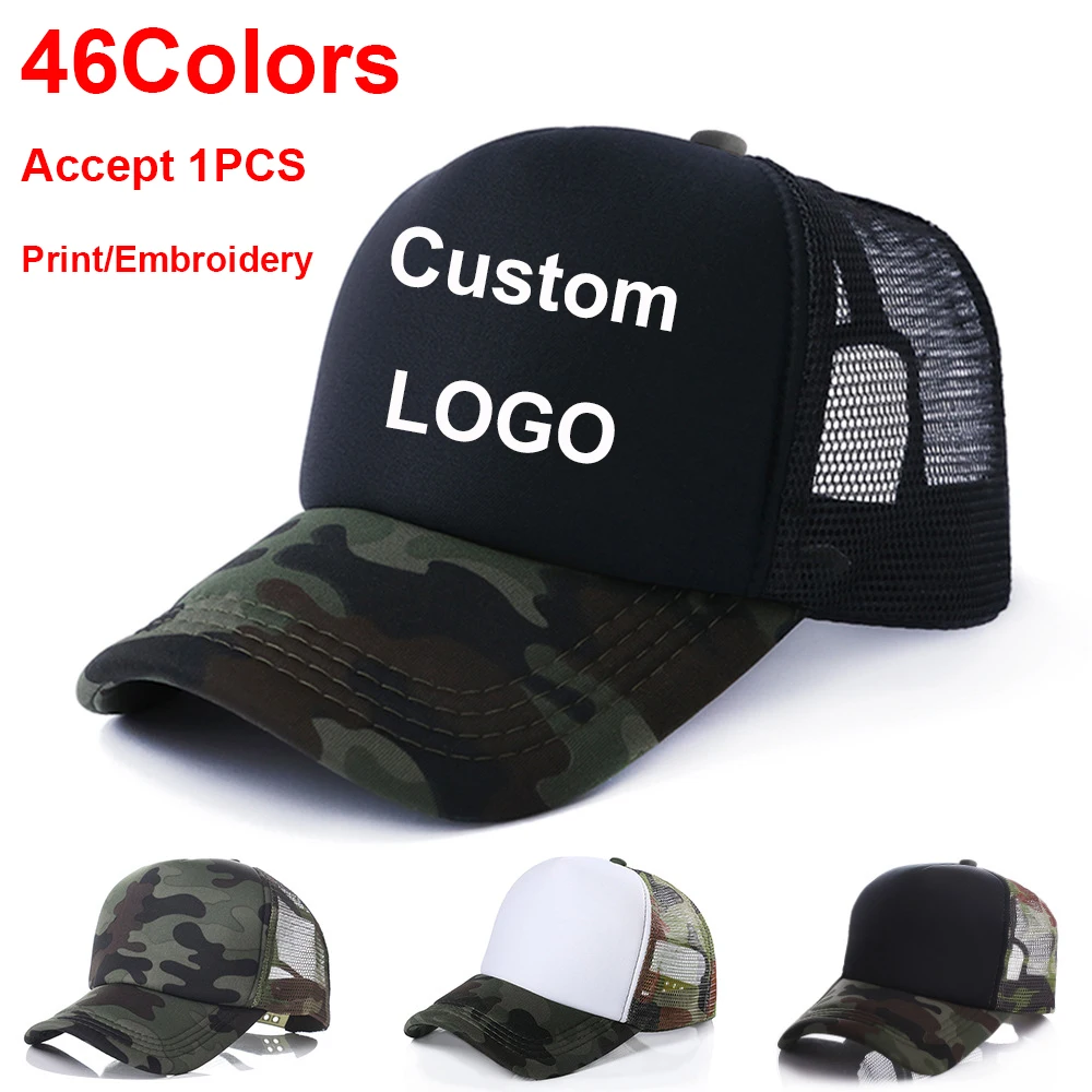 Top Trends: Custom Logo Baseball Cap Print Free 46 Colors Summer Adult Child Personality Trucker Hat Polyester Gorros Blank Mesh Cap Unises Shoppable Styles