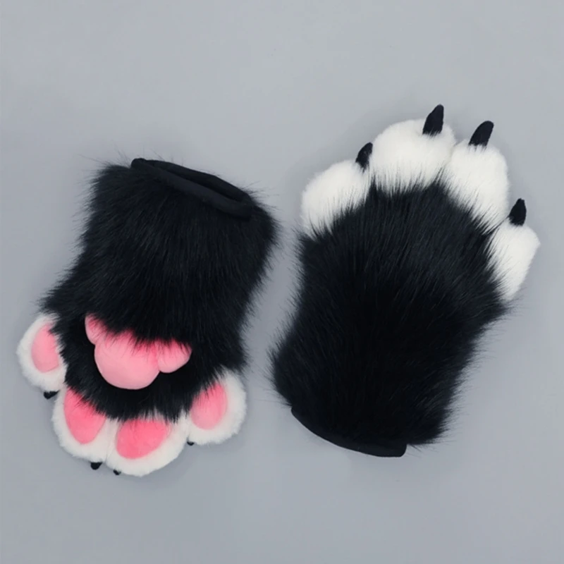 Top Trends: Wolf Paw Gloves Faux Fur Mittens Winter Warm Animal Bear Cosplays Halloween Party Costume Accessories For Adults Shoppable Styles - Image 3