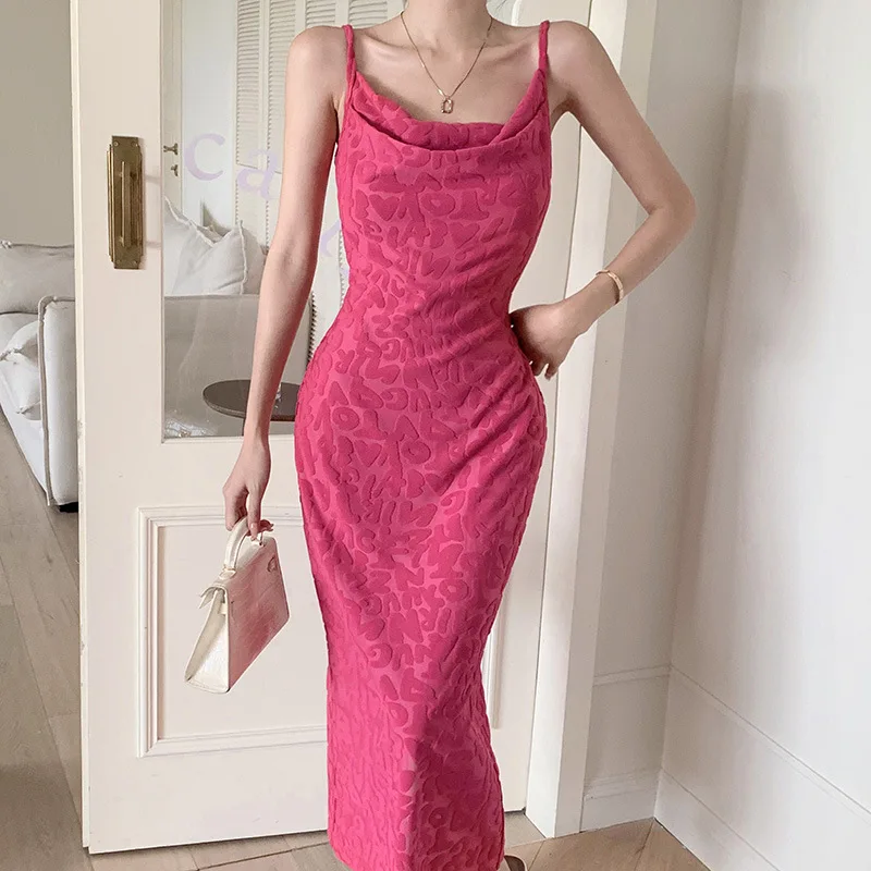 Top Trends: Pink Sheath Prom Dress Letter Jacquard Sleeveless Sexy Split Strap Formal Party Evening Gown Pageant Cocktail Robes Shoppable Styles