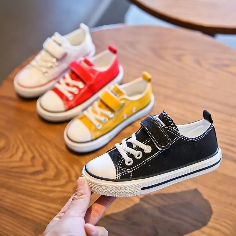 Top Trends: Children's Canvas Shoes 2022 Korean Style Low-top Sneakers Boys And Girls Shoes Baby White Shoes Unisex Casual Cloth Shoes 19-36 Shoppable Styles