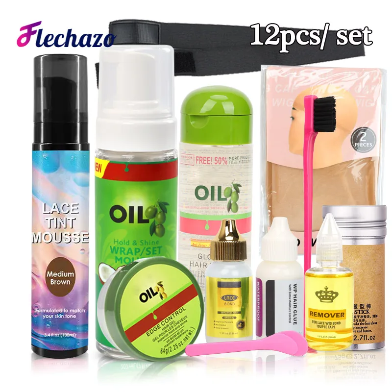 Top Trends: Flechazo Installation Kit For Wigs 12Pcs Beginner Friendly Lace Tint Spray Foam Mousse Lace Wig Glue Edge Control Hair Wax Stick Shoppable Styles