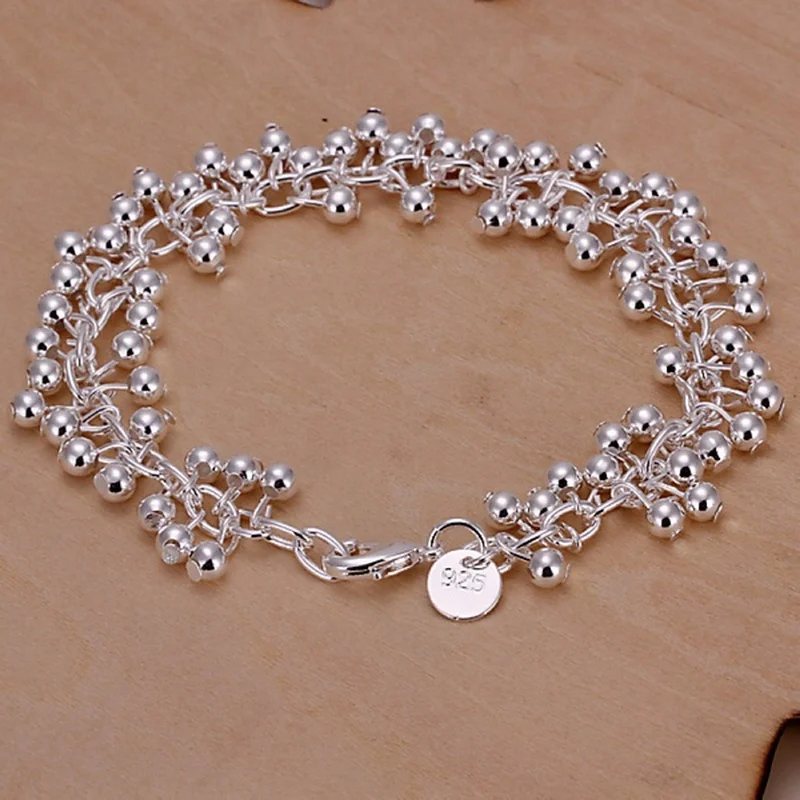 Top Trends: 925 Sterling Silver Bracelets Charms Bead Chain Fashion Cute Nice Women Grapes Bracelet Wedding Jewelry Free Shipping Shoppable Styles