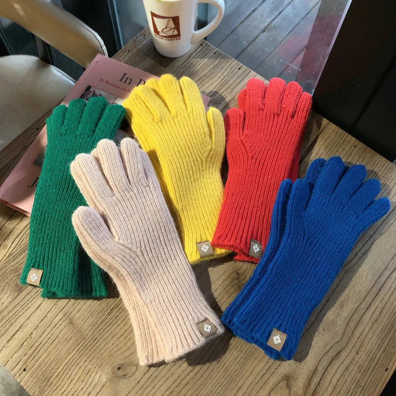 Top Trends: Women Winter Gloves Fashion Touch Screen Knitted Gloves Warm Riding Gloves Solid Fluffy Work Gloves Harajuku Kawaii Mittens Shoppable Styles