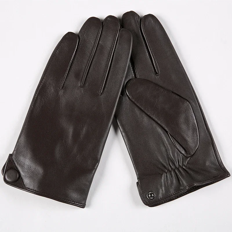 Top Trends: GOURS Winter Real Leather Gloves Men Brown Genuine Goatskin Gloves Fashion Button Soft Warm Driving Mittens New Arrival GSM007 Shoppable Styles - Image 3