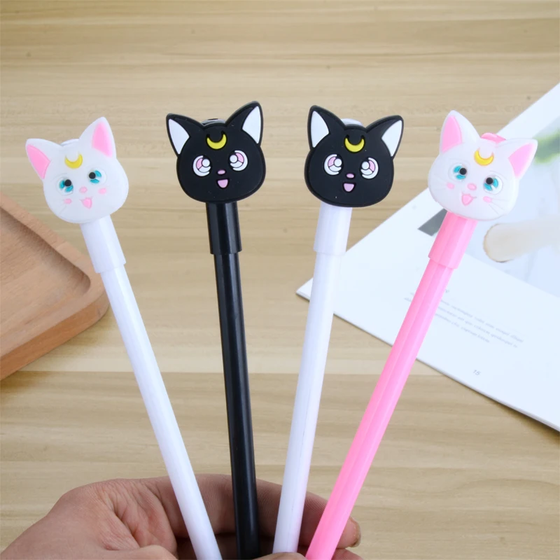 Top Trends: Anime Sailor Luna Cat Cosplay Cute Cartoon Pink Cat Writing Painting Pens Tool Stationery Girl Student 0.5mm Gel Pen Props Shoppable Styles