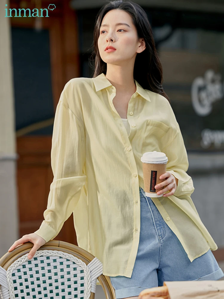 Top Trends: INMAN Spring Summer Women's Blouses Pure Color Blusas Long-Sleeve Women's Shirts Fashion Versatile Minimalism Top Women Clothing Shoppable Styles