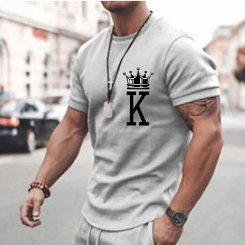 Top Trends: Men'S T-Shirt Letter K Printed Short Sleeve Summer Loose Casual Sports Male Tops Simple Fashionable Men' Tees Harajuku Clothing Shoppable Styles