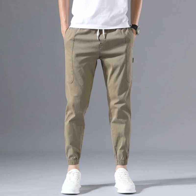 Top Trends: Fashion Solid Color Pocket Men&#039;s Cargo Pants Classic Waist Drawstring Loose Tie One&#039;s Feet All-match Trend Male Trousers Shoppable Styles