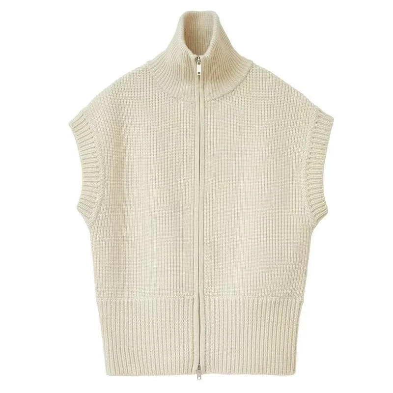 Top Trends: Autumn / Winter New High Neck Women Sweater High Quality Casual Fashion Sleeveless Zipper Undershirt Bottoming Basic Knit Tops Shoppable Styles - Image 5