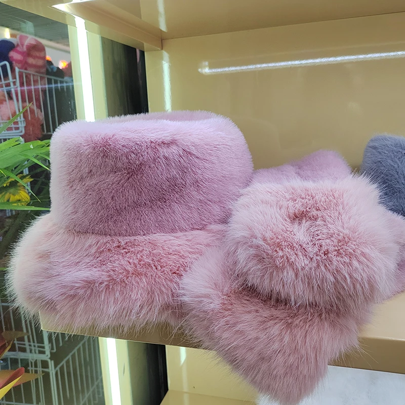 Top Trends: Winter Fur Hat Women Thickened Warm Bucket Hat Pink Panama 2023Comfortable And Soft Ear Protection Plush Basin Cap Fisherman Hat Shoppable Styles