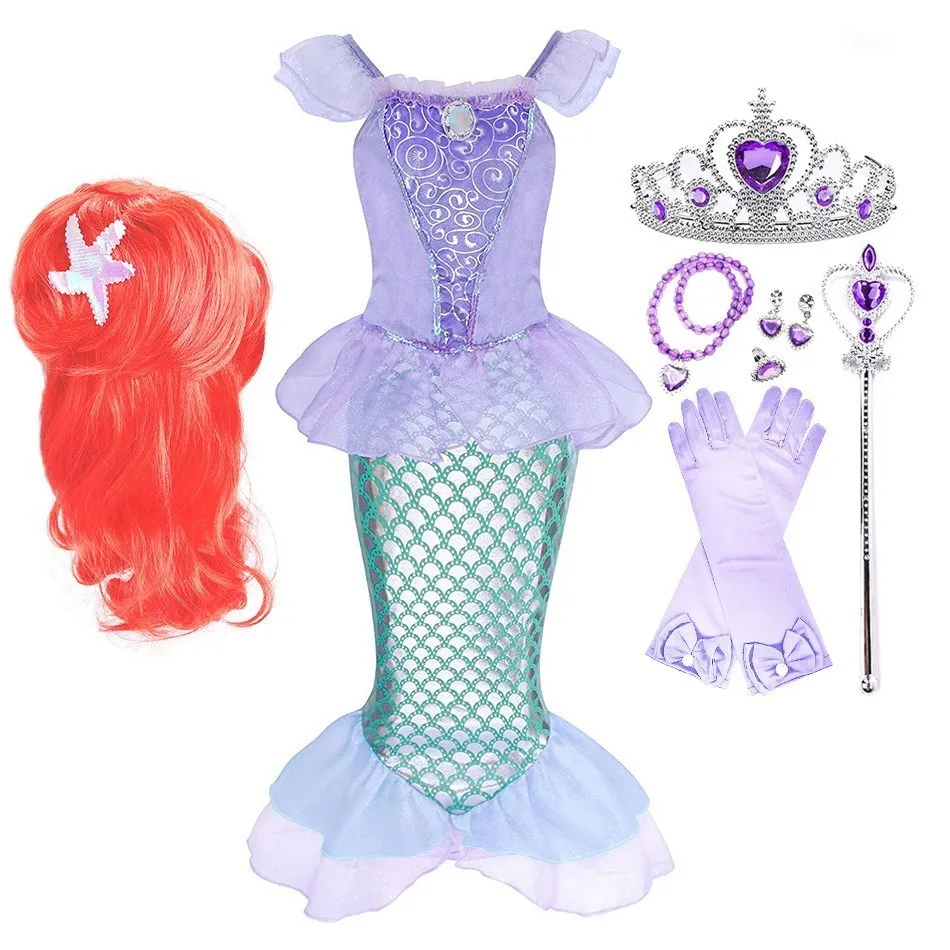 Top Trends: Girl Princess Dress Little Mermaid Costume Baby Girl Ariel Dress Summer Children Halloween Birthday Party Clothes 3-10 Years Shoppable Styles