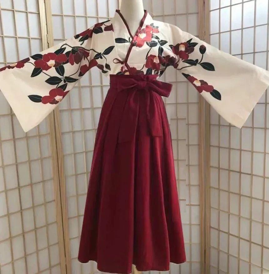 Top Trends: Kimono Sakura Girl Japanese Style Floral Print Vintage Dress Woman Oriental Camellia Love Costume Haori Yukata Asian Clothes Shoppable Styles