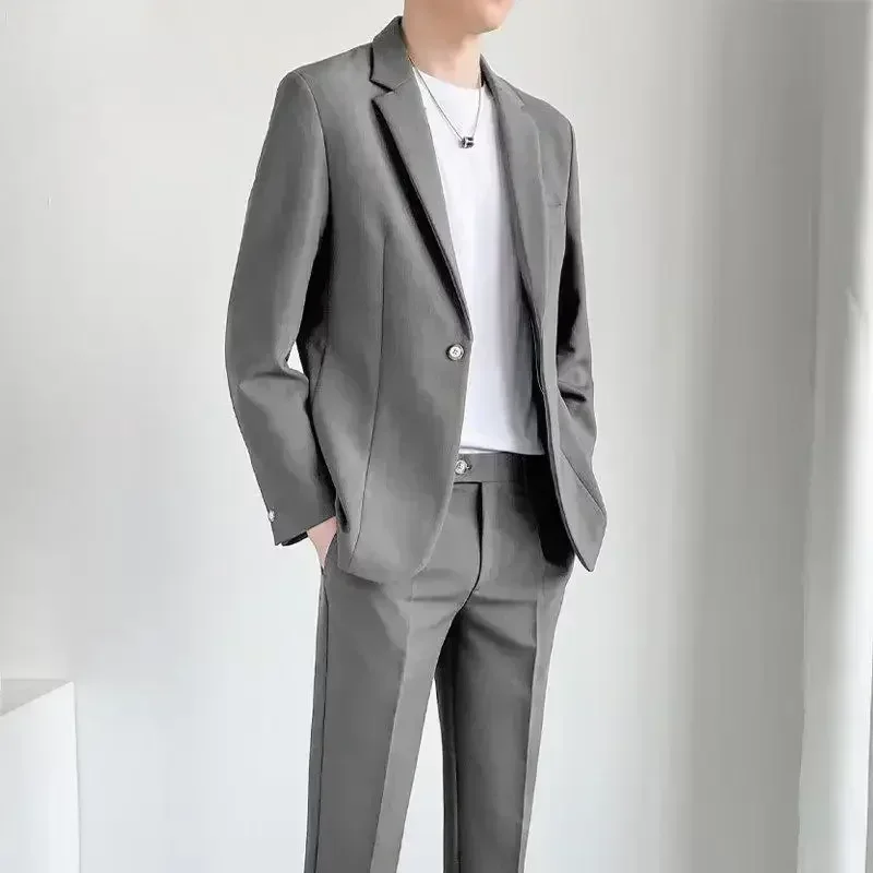 Top Trends: S-5XL High Quality Men&#039;s Suit Gentlemen Simple Business Casual Fit Suits 2 Pieces Set Classic Solid Color Jacket Blazer Pants Shoppable Styles