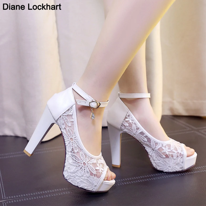 Top Trends: Lace Wedding Shoes Woman Peep Toe High Heels Women Shoes Platform Heels Summer Pumps Women Shoes High Heel Sandals Tacones Mujer Shoppable Styles