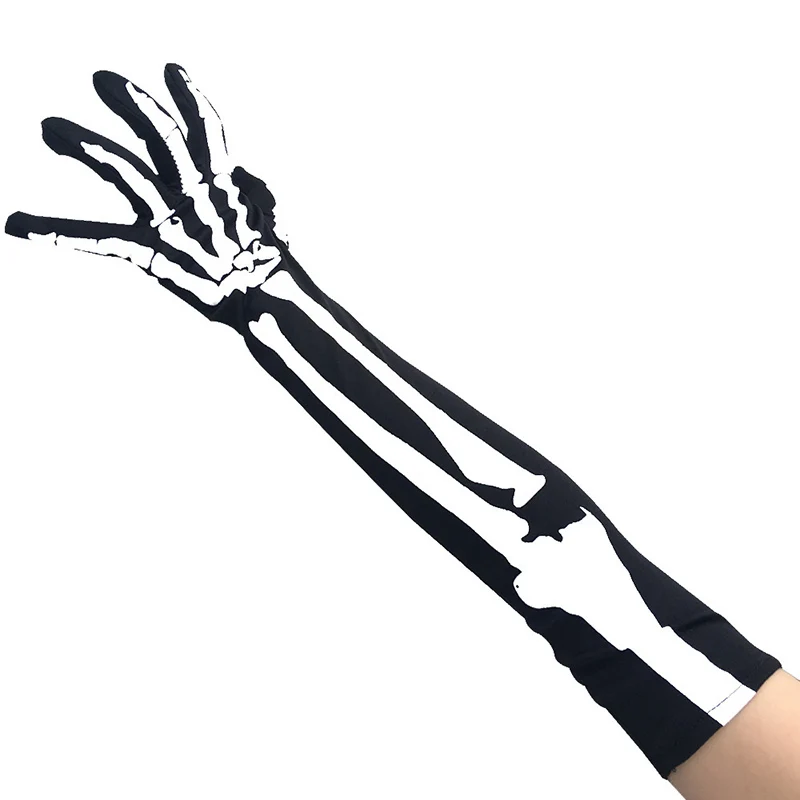 Top Trends: Halloween Unisex Adult Skeleton Skull Full Finger Long Gloves For Women Cosplay Stretch Gothic Bicycle Mittens Accessories Shoppable Styles