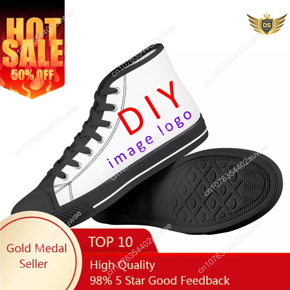 Top Trends: Custom Shoes Customized Plus Size 49 48 47 Logo Image Men High Low Top Canvas Shoes Sneakers Ladies Unisex Dropshipping Shoppable Styles