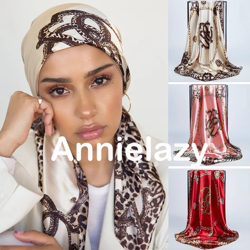 Top Trends: Square Silk Scarves Women 90*90cm Satin Hijab Scarf Muslim Female Chiffon Shawls And Wrap Hair Head Scarves Pareo Bandanna Shoppable Styles