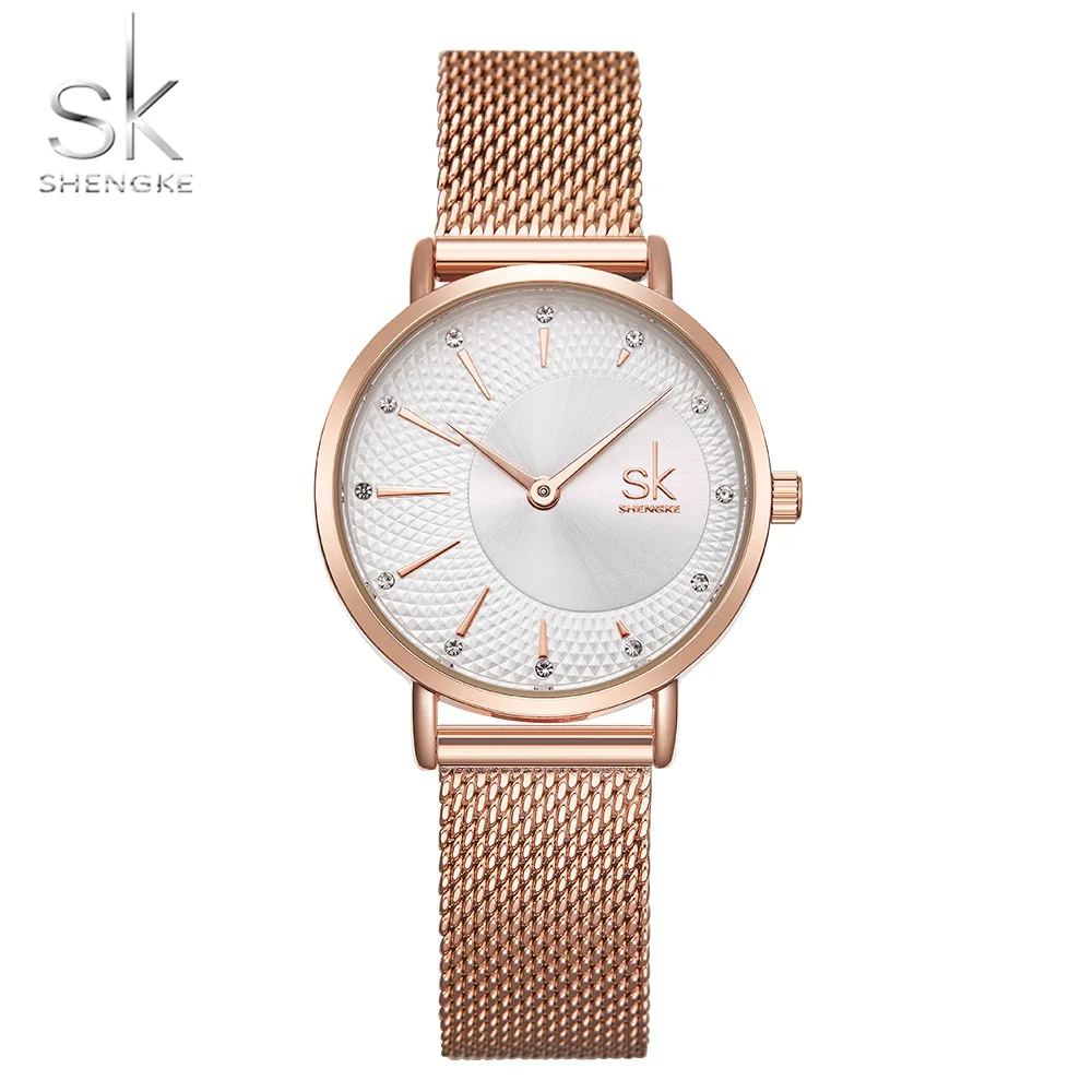 Top Trends: Shengke New Creative Women Watches Luxury Rosegold Quartz Ladies Watches Relogio Feminino Mesh Band Wristwatches Reloj Mujer Shoppable Styles