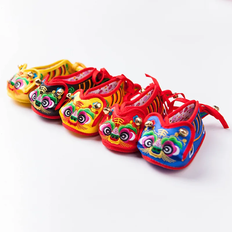 Top Trends: Baby Tiger Head Shoes Chinese Folk Embroidery Handmade New Melaleuca Bottom Cloth Shoes Red Newborn Bebe Shoes Crib Shoes Gift Shoppable Styles