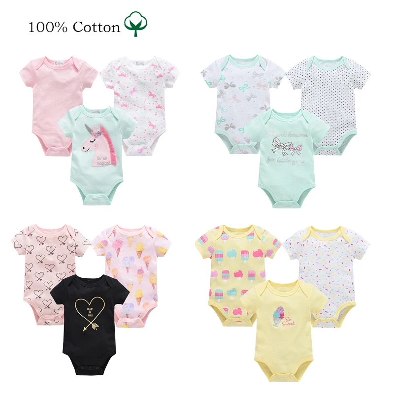 Top Trends: 3Pcs / Set Baby Romper Girls Clothes 100% Cotton Bodysuit Children&#039;s Clothing Infant Costume Jumpsuit For Newborn Shoppable Styles