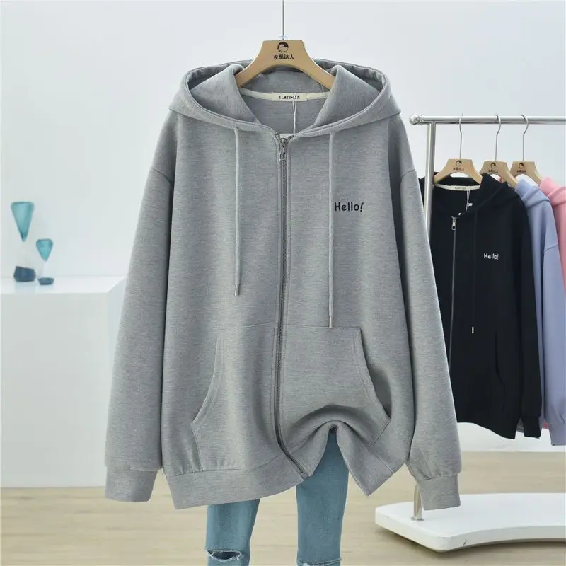 Top Trends: Spring Autumn Thin Pocket Patchwork Loose Coat Long Sleeve Hooded Solid Zipper Cardigan Sports Tops Casual Fashion Women Clothes Shoppable Styles