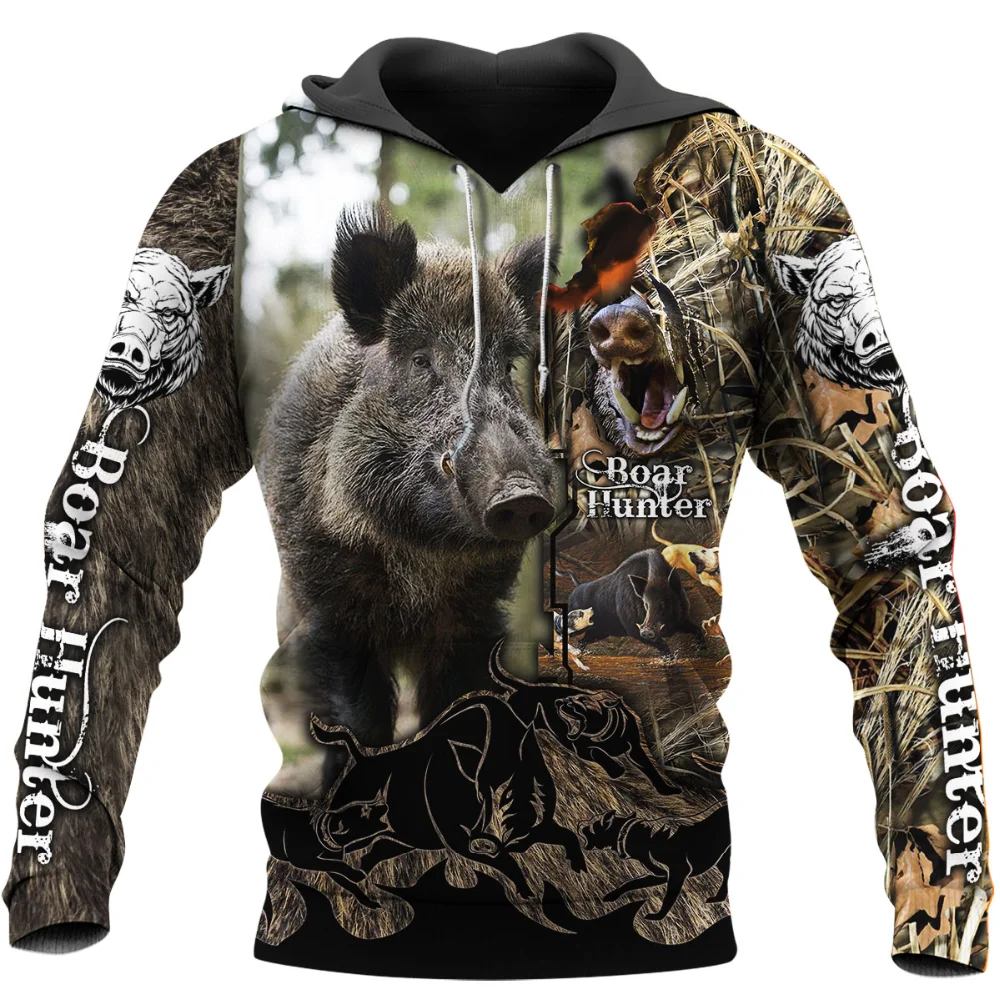 Top Trends: Animals Wilderness Novelty Hoodies Boar Hunter 3D Printed Mens Hooded Sweatshirt Unisex Streetwear Pullover Casual Tracksuits Shoppable Styles