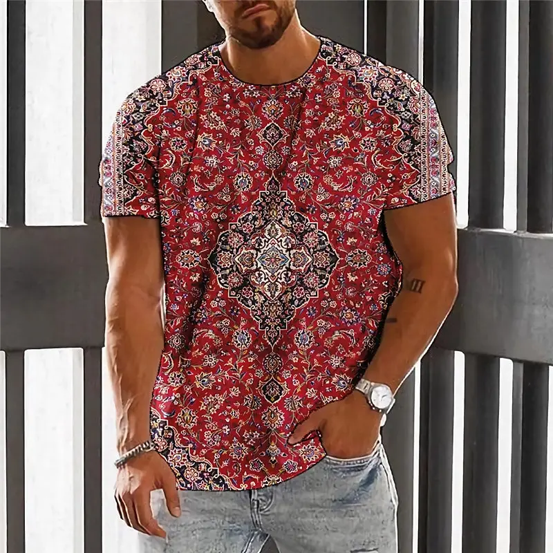 Top Trends: Summer Men's T-Shirt 3d Ethnic Style Print Short Sleeve Casual Fashion T-Shirt For Men O Neck Tops Oversized Men's Clothing Shoppable Styles