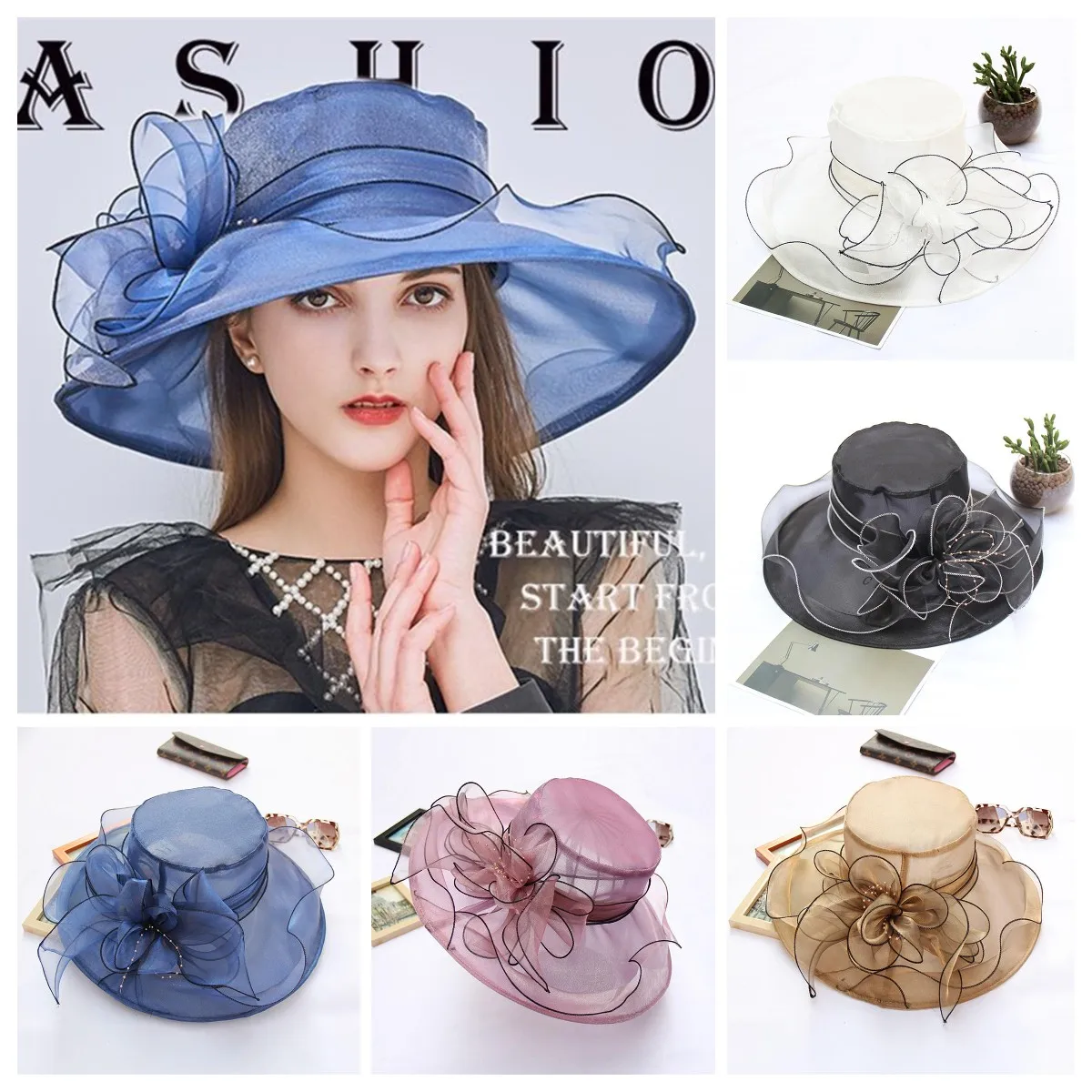 Top Trends: French Vintage Women Foldable Organza Church Derby Hat Ruffles Wide Brim Summer Bridal Sun Hat Ladies Outdoor Styling Sun Hat Shoppable Styles