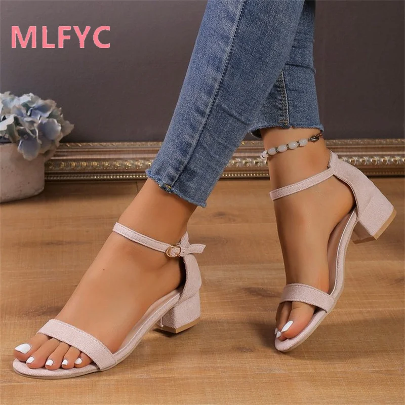 Top Trends: Summer New Style One Belt Female Sandals Versatile Thick Heel Fairy Style Low Heel Women's Shoes Luxury Sandals Women Designers Shoppable Styles