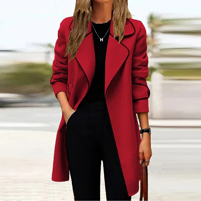 Top Trends: Elegant Women Coat Long Jacket Women Blazers Autumn Winter Tweed Coat For Women Turn Down Collar Long Sleeve Casual Outerwear Shoppable Styles