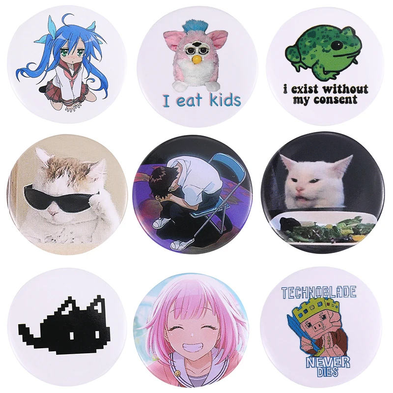 Top Trends: 44mm Tinplate Pin Technoblade Never Dies Custom Anime Old-school Brooch Funny Cat Meme Bag Collar Badge Jewelry Gift Friends Shoppable Styles