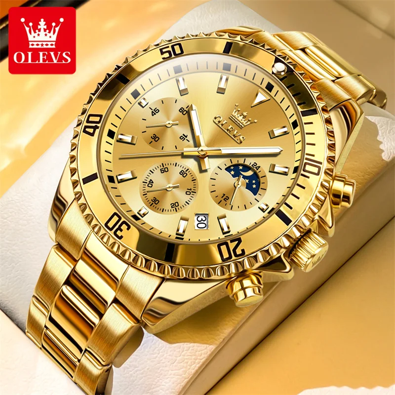 Top Trends: OLEVS Watch Men Top Brand Luxury Gold Quartz Military Watches Waterproof Date Luminous Stainless Steel Men Clock Reloj Shoppable Styles