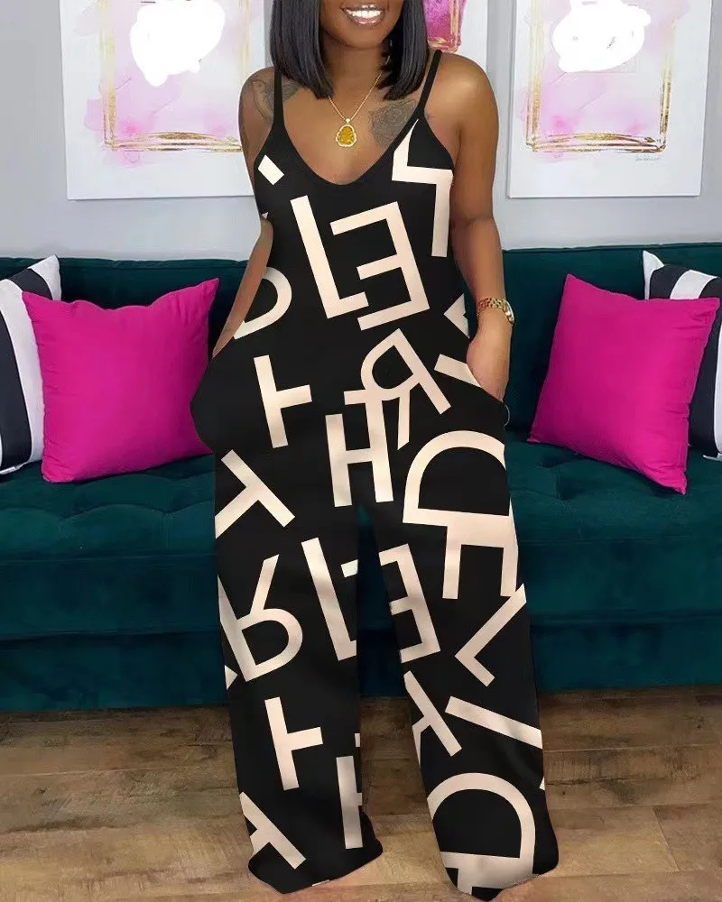 Top Trends: Women&#039;s Jumpsuit 2023 Spring And Summer Casual New Fashion Print Sexy Sleeveless Suspender Straight Tube Jumpsuit For Women Shoppable Styles