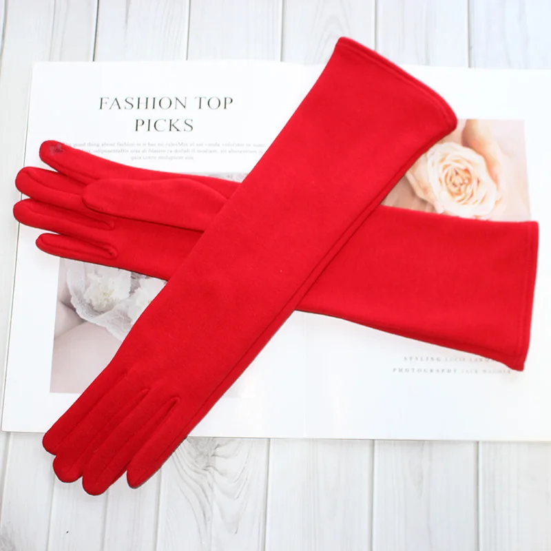 Top Trends: Cotton Knit Warm Gloves Women's Sunscreen Elasticity 38cm Long Fashion Simple Autumn And Winter Windproof Sleeves Shoppable Styles - Image 4