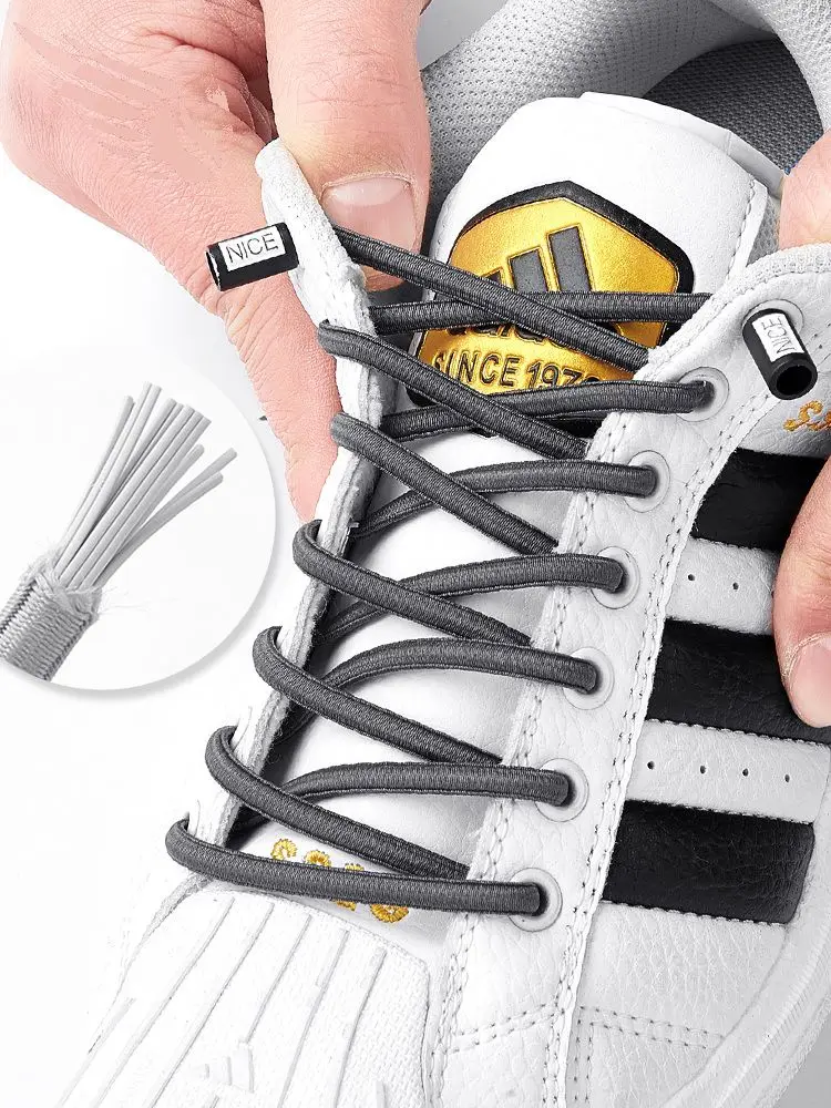 Top Trends: NICE Lock Shoelaces Without Ties Elastic Laces Sneakers Kids Adult Quick Shoe Laces Rubber Bands Round No Tie Shoeace Shoes Shoppable Styles