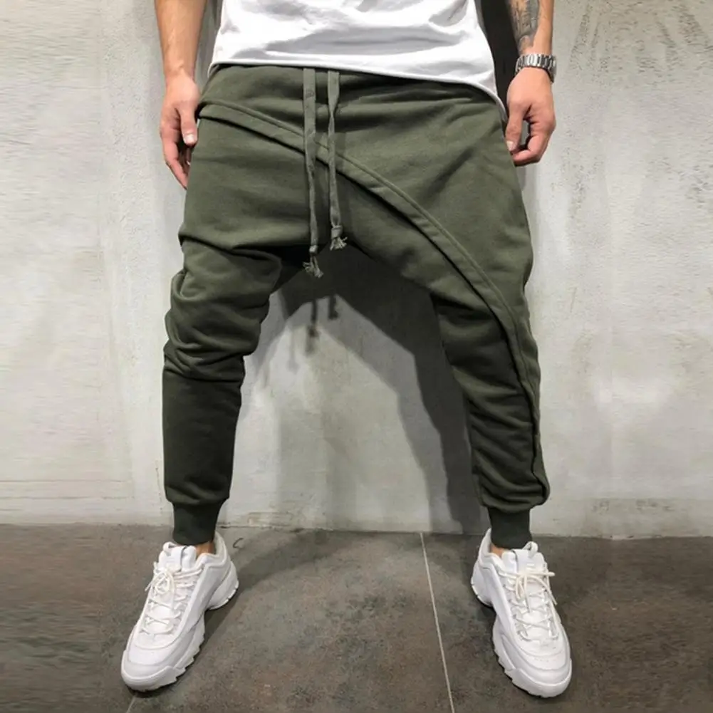 Top Trends: Men Harem Pants Ankle Tied Hip Hop Double Layer Running Baggy Pants Korean Casual Elastic Waist Trousers Sweatpants Tracksuits Shoppable Styles