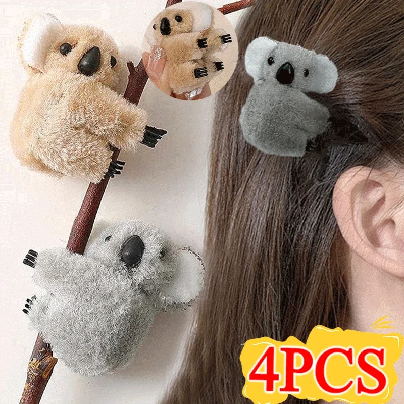 Top Trends: 1-4PCS Plush Koala Bear Hair Decoration Hair Clips Hairpins Animal Hair Claw Clip For Girls Headwear Koala Barrettes Accessories Shoppable Styles