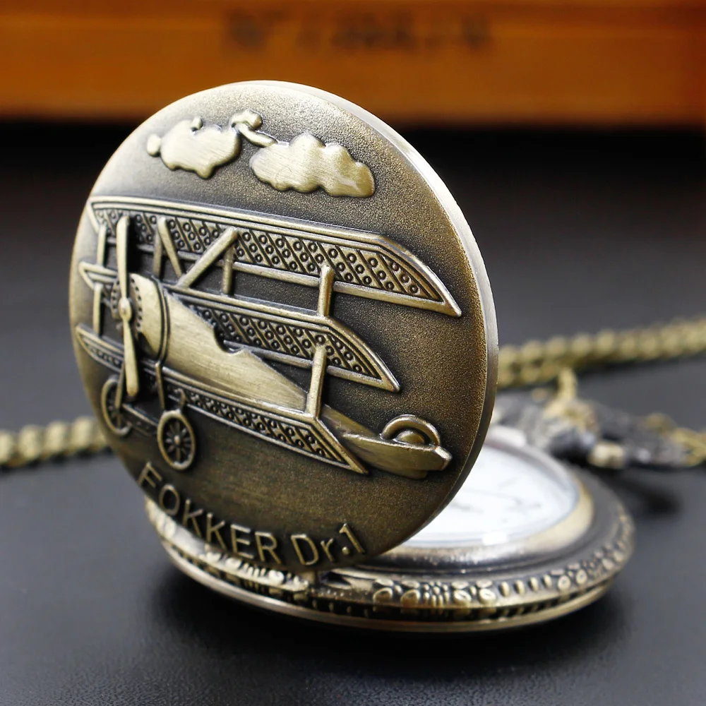 Top Trends: Bronze World War II Aircraft Quartz Pocket Watch Retro Steampunk Necklace Chain Watch Men Women Pendant Antique Gift Shoppable Styles - Image 2