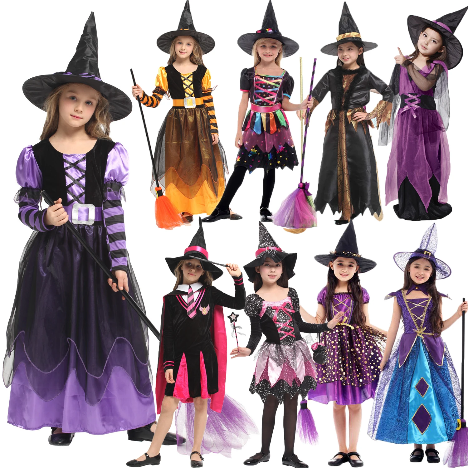 Top Trends: Umorden Child Kids Witch Costume Girls Halloween Purim Carnival Party Mardi Gras Fantasia Fancy Dress Cosplay Shoppable Styles