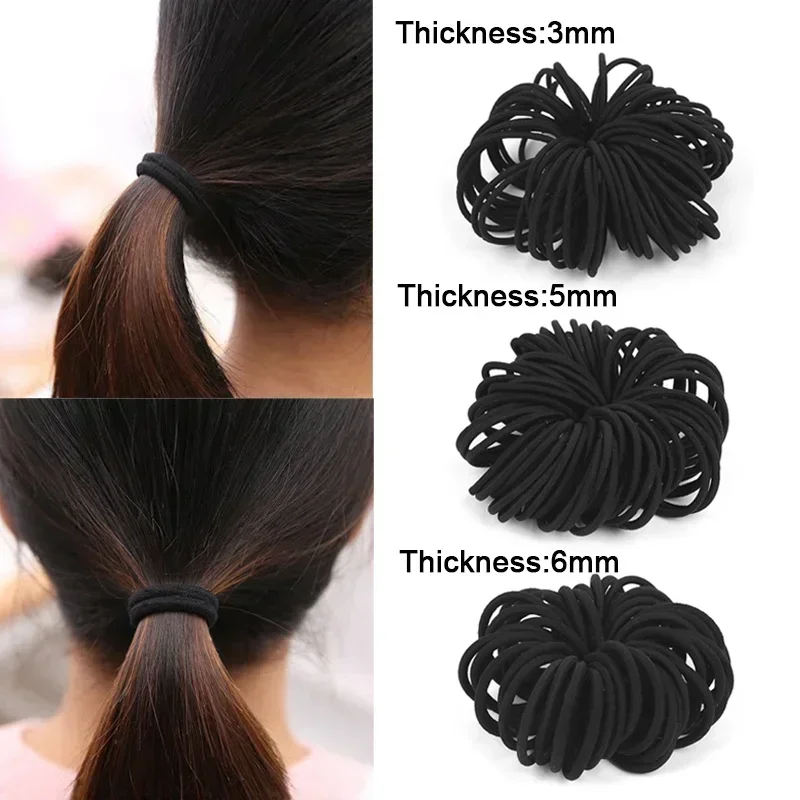 Top Trends: 50 / 100Pcs 3 / 4 / 6mm High Elastic Hair Bands For Women Girls Black Hairband Ties Ponytail Holder Scrunchies Kids Hair Accessories Shoppable Styles - Image 5